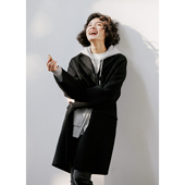 WDY04006 M家重磅羊毛羊绒翻驳领单排扣双面呢大衣女