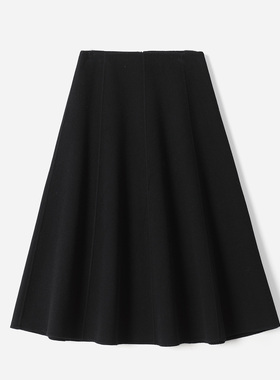 WBQ06034 茉莉雅集 30羊绒70羊毛双面呢优雅六片式A摆迷笛半裙女