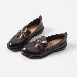 ED08051 茉莉雅集 英伦学院风水洗马皮山茶花复古小皮鞋乐福鞋