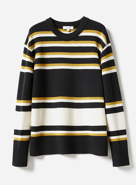 *WZT06254 茉莉雅集 风格翘楚@cne全羊毛撞色条纹针织套衫毛衣