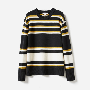 翘楚@cne全羊毛撞色条纹针织套衫 风格 茉莉雅集 毛衣 WZT06254