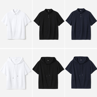 WTX08001 茉莉雅集 冰丝凉爽真丝高支棉彼得潘领连帽休闲T恤夏女