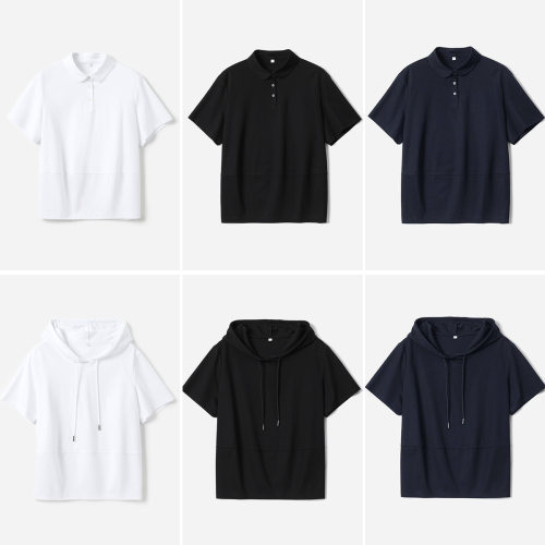 WTX08001 茉莉雅集 冰丝凉爽真丝高支棉彼得潘领连帽休闲T恤夏女