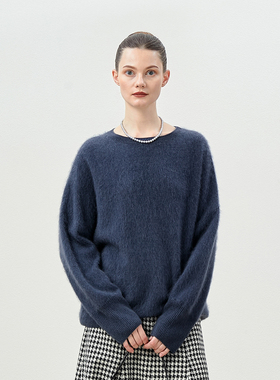 *WZT06013 茉莉雅集 KVSS拉绒全羊绒唯美优雅复古船领针织套衫女