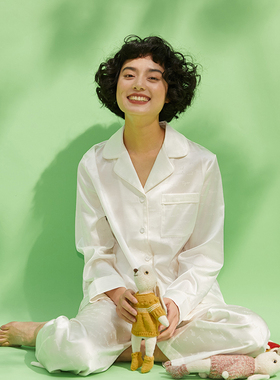 WCS05042 茉莉雅集 D*G提花字母弹力桑波缎真丝睡衣套装衬衫长裤