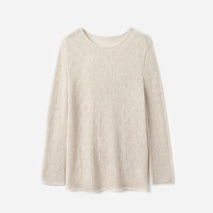 WZT09106 暖糯舒适真丝羊绒羊毛混纺长袖 套头针织衫 女春 茉莉雅集