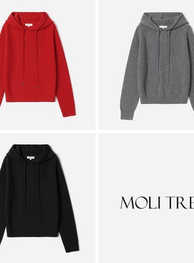 WZT08260 茉莉雅集 I*C温暖舒适KVSS全羊绒连帽针织套衫毛衣女