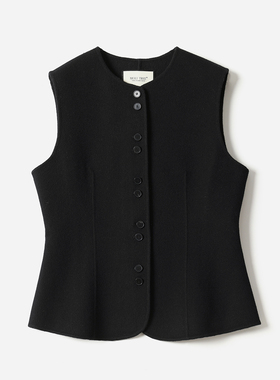 *WWT08046 茉莉雅集 英伦老钱复古30羊绒70羊毛双面呢收腰马甲女