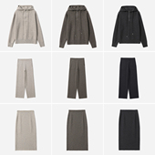 茉莉雅集 半裙直筒裤 WZT09029 美丽诺羊毛连帽针织套衫 套装