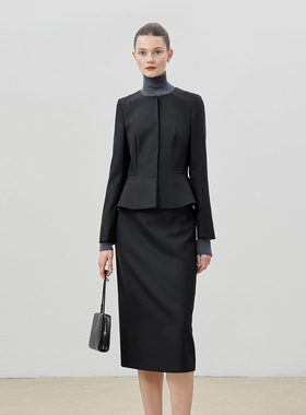 *WWT08110 茉莉雅集 GI@D@紧密加厚精纺羊毛优雅收腰外套一步半裙