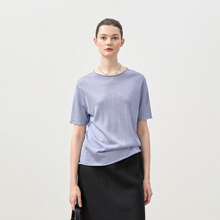 针织套衫 星海烂漫日本金银丝凉爽卷边短袖 茉莉雅集 女 WZT07312