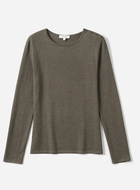 WZT07328 茉莉雅集 KVSS精纺3/68支全羊绒肩部开扣针织套衫长袖