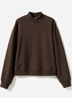 *WWY06061 茉莉雅集 美式随性松弛感高支全棉立领百搭长袖卫衣女