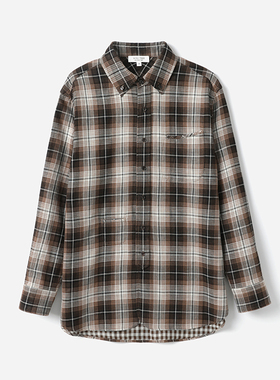 *WCS09047 茉莉雅集 45*R翻领复古全棉双面格纹长袖衬衫女