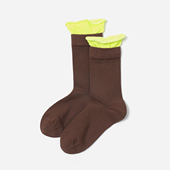 茉莉雅集 WSP08043 复古趣味舒适透气高支棉袜口撞色花边中筒袜