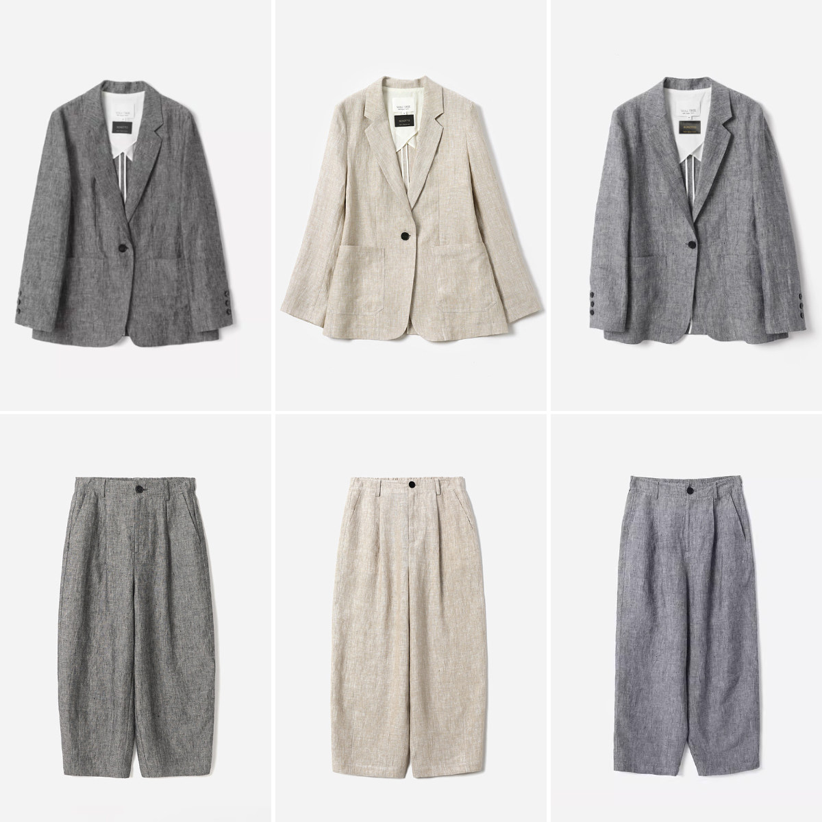 *WXZ07026 茉莉雅集 老钱复古意大利牛仔全亚麻西装松紧腰萝卜裤