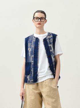 *WWT07371 茉莉雅集 异域风情复古腰果花可机洗全棉牛仔无袖马甲