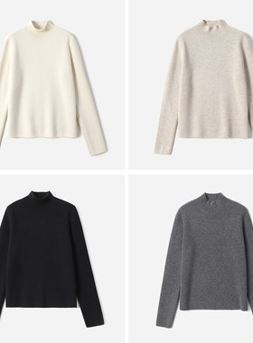 WZT08176 茉莉雅集 I*C经典摩登半高领KVSS全羊绒针织套衫女