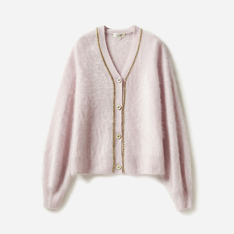 WZK06002茉莉雅集 法式风情浪漫永存V领香*风全羊绒拉绒针织开衫