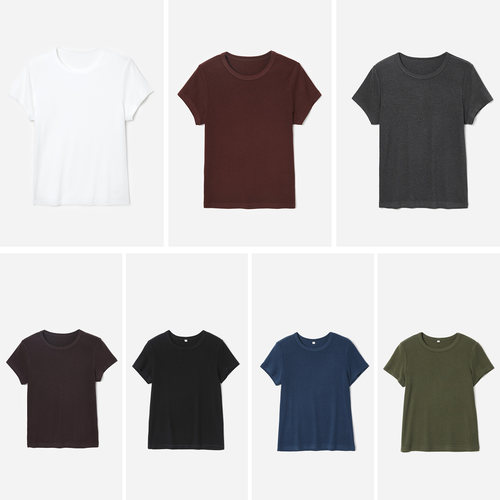 WTX08127 茉莉雅集 R0*W软糯Q弹百搭高支弹力棉经典圆领短袖T恤