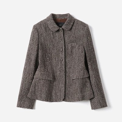 WWT08020 茉莉雅集 香*风意大利复古羊毛花呢摩卡慕斯短外套