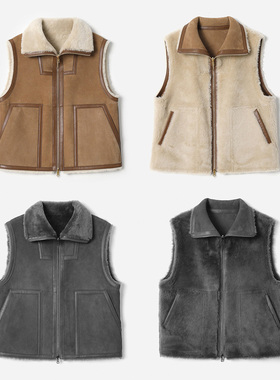 *WPY08090 茉莉雅集西班牙进口双面双穿美利奴超细羊皮毛一体马甲