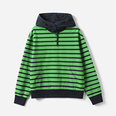 休闲摩登条纹撞色连帽舒适薄卫衣日本料 经典 WWY07058 茉莉雅集