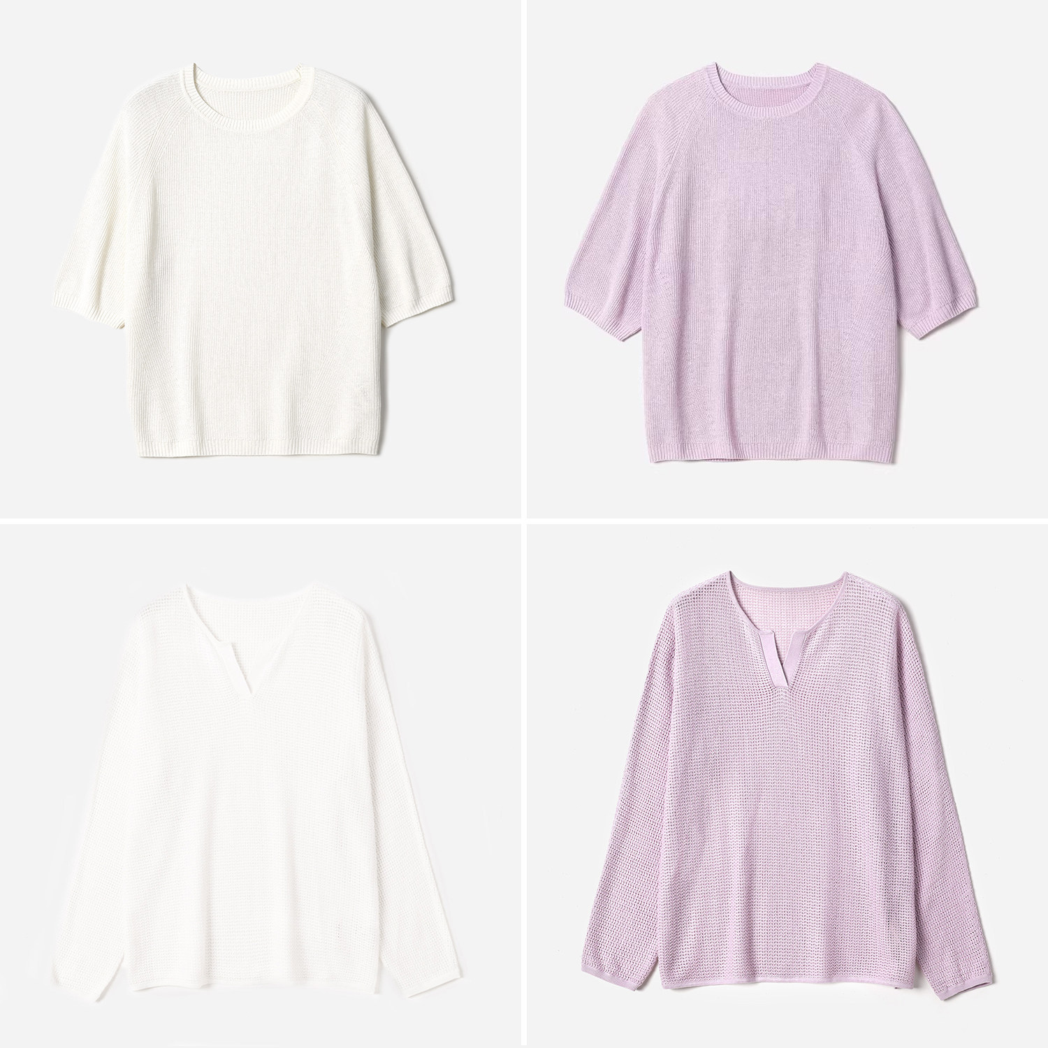 WZT09067 茉莉雅集 I*C镂空随性剪刀领/圆领真丝亚麻针织套衫