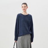 女 KVSS拉绒全羊绒唯美优雅复古船领针织套衫 WZT06013 茉莉雅集