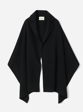 *WWJ08115意大利进口L*P小山羊绒系列移动中的优雅西装领拼皮披肩