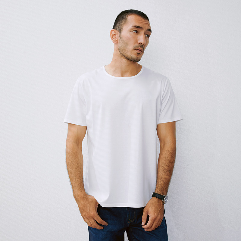 MTX03005茉莉雅集去繁从简100支双面丝光匹马棉T恤圆领短袖男