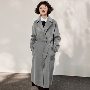 P同款 成衣千克重全羊绒L 茉莉雅集 落肩双面呢浴袍大衣 WDY04059