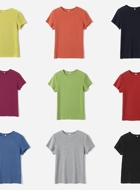 WTX08127 茉莉雅集 R0*W软糯Q弹百搭高支弹力棉经典圆领短袖T恤