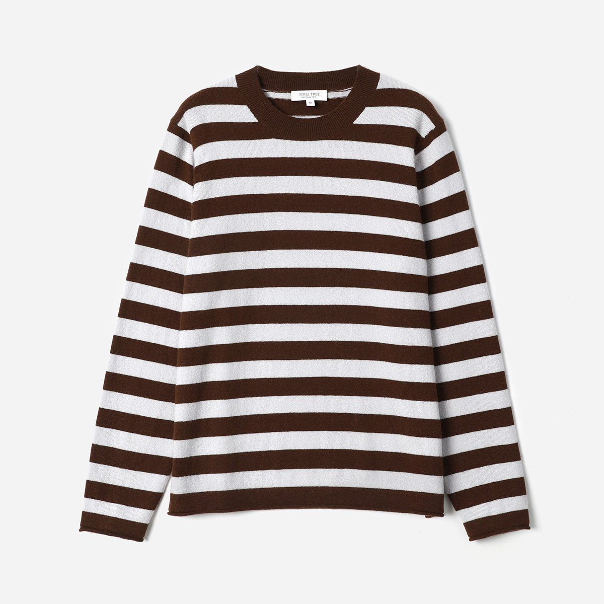 *WZT08278 茉莉雅集 M1U系复古经典宽条KVSS全羊绒圆领针织套衫女