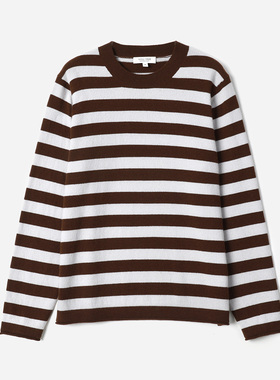 *WZT08278 茉莉雅集 M1U系复古经典宽条KVSS全羊绒圆领针织套衫女