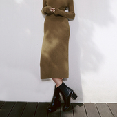 WZQ03040 茉莉雅集 90毛条亲肤全羊毛坑条针织半裙女