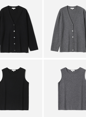 *WZK08191 茉莉雅集 I*C麦穗肌理线条感气质KVSS全羊绒开衫马甲女