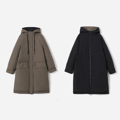 *WYR07115 P家学院风可追溯95白鹅绒日本料双面穿保暖连帽羽绒服