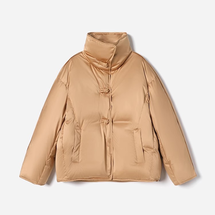 *WYR06122 茉莉雅集新中式缎面防水可追溯95白鹅绒盘扣短款羽绒服