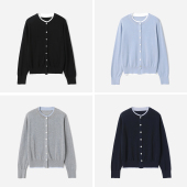 针织开衫 软糯爽滑亲肤舒适莱赛尔撞色领长袖 女 茉莉雅集 WZK09106