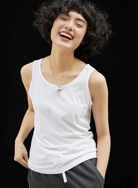 WTX06171茉莉雅集 陪你四季万能高支滑爽匹马棉防透大圆领背心女