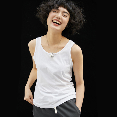 WTX06171茉莉雅集 陪你四季万能高支滑爽匹马棉防透大圆领背心女