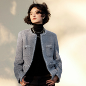 香 WWT05246 茉莉雅集 风意大利灰色苏力ALPACA羊驼毛羊毛外套