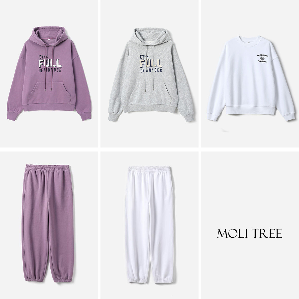 *WWY08017 茉莉雅集 摩登休闲复古松弛毛巾绣/印花高支棉卫衣卫裤