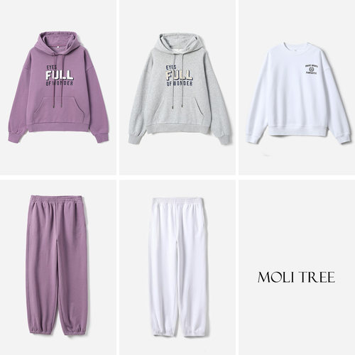 *WWY08017 茉莉雅集 摩登休闲复古松弛毛巾绣/印花高支棉卫衣卫裤