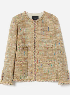 WWT06207 茉莉雅集 金色翎羽意大利空运羊毛粗花呢香*风外套