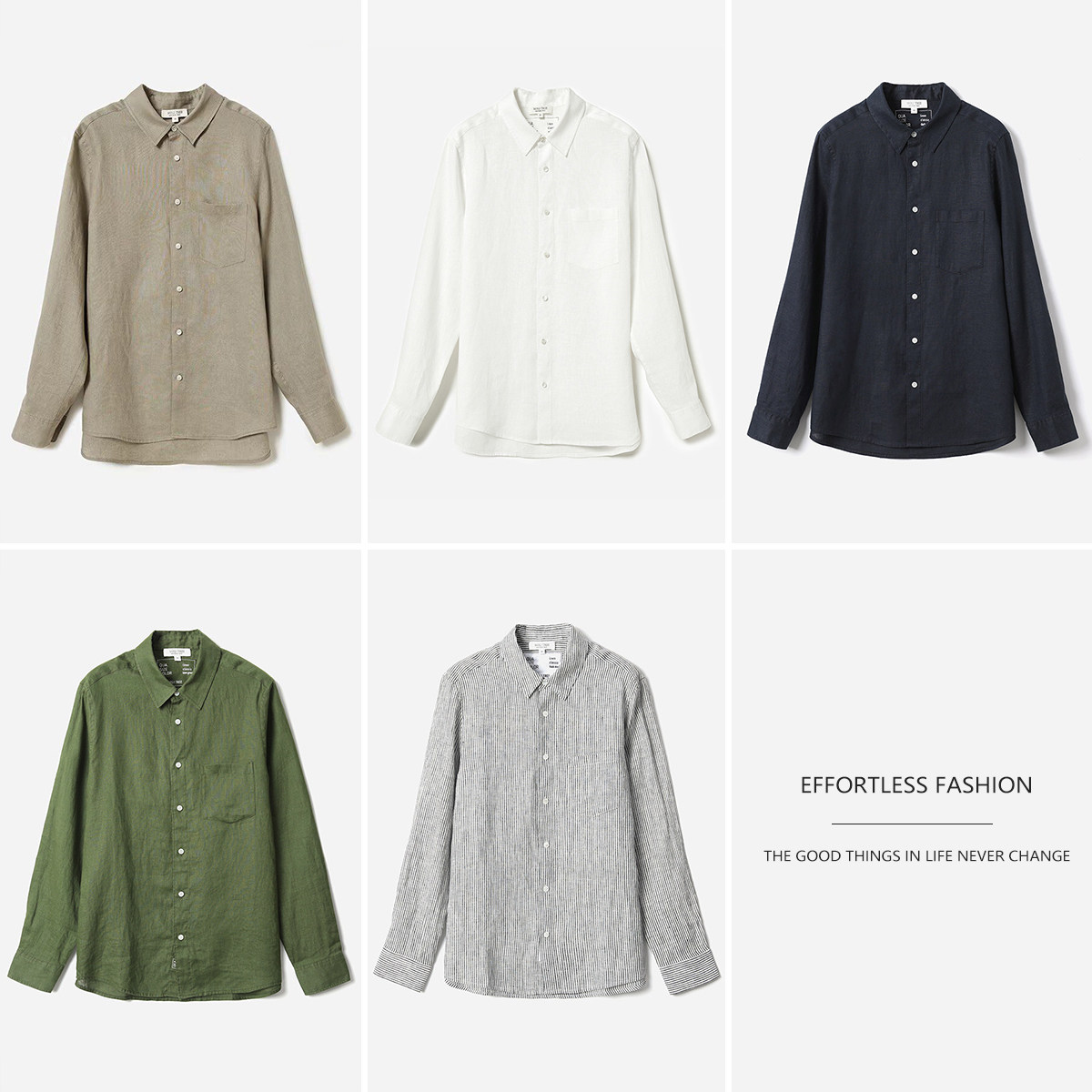 WCS07028 茉莉雅集 奢牌Fr@nk多巴胺色系凉爽全亚麻翻领长袖衬衫