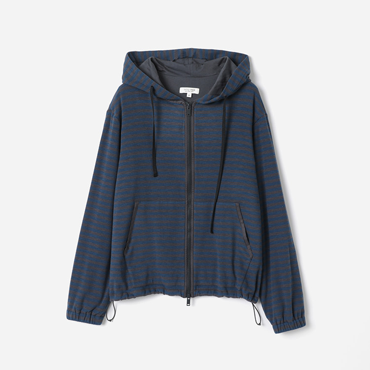 *WWT08284茉莉雅集 日本进口美式复古撞色条纹针织连帽外套 女