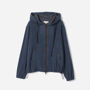 复古撞色条纹针织连帽外套早春女 日本进口美式 WWT08284茉莉雅集