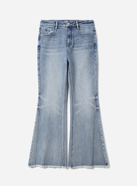 *WKZ08133 茉莉雅集 土耳其BOSSA棉弹舒适优雅摩登毛边微喇牛仔裤